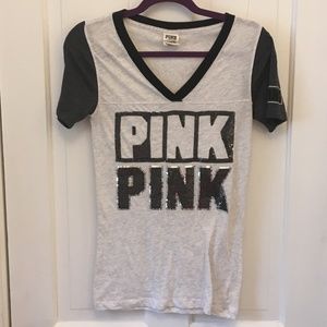 Sequined VS Pink tee